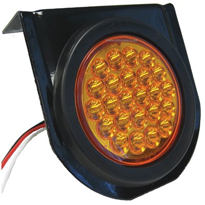 4" Rd LED Warning light quad flash Amber 9-36 volt (kit)